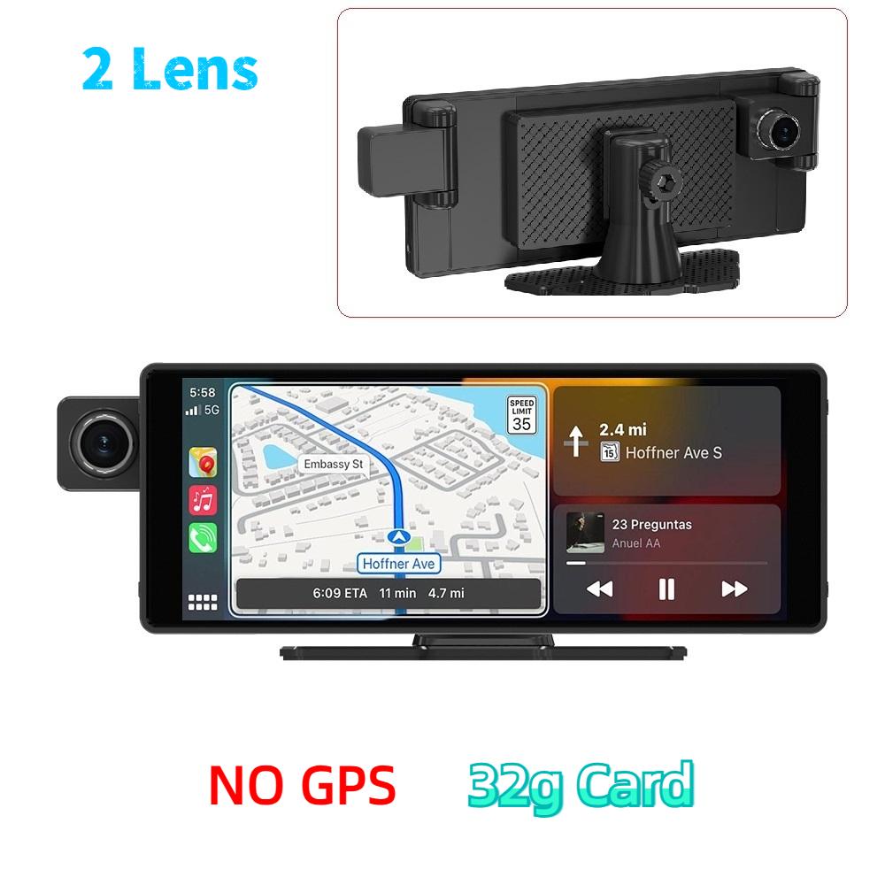 3-lens Dashcam, 10.26" HD Wireless CarPlay Car Navigation GPS.