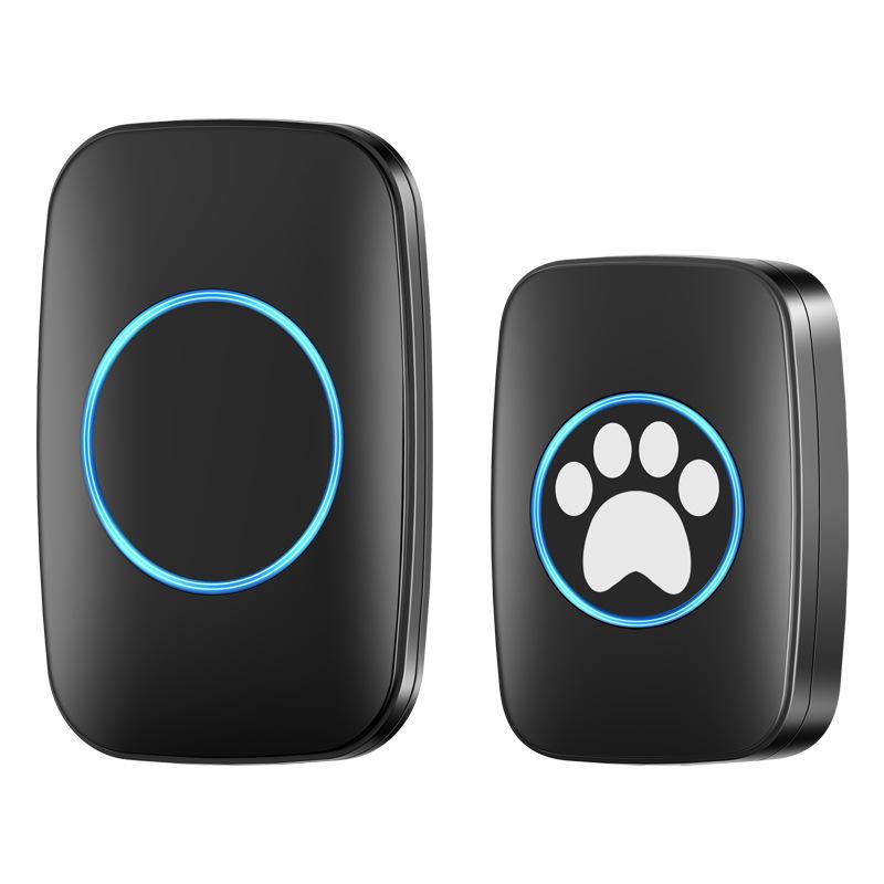 Wireless Dog Training Doorbell with Waterproof Touch Button Black US Standard