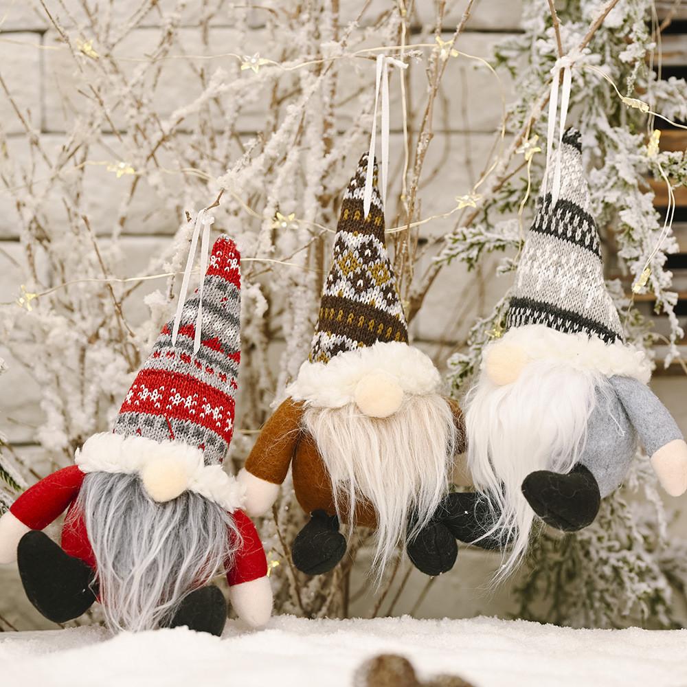 Charming Knitted Hat Forest Old Man Hanging Ornament For Christmas Decoration