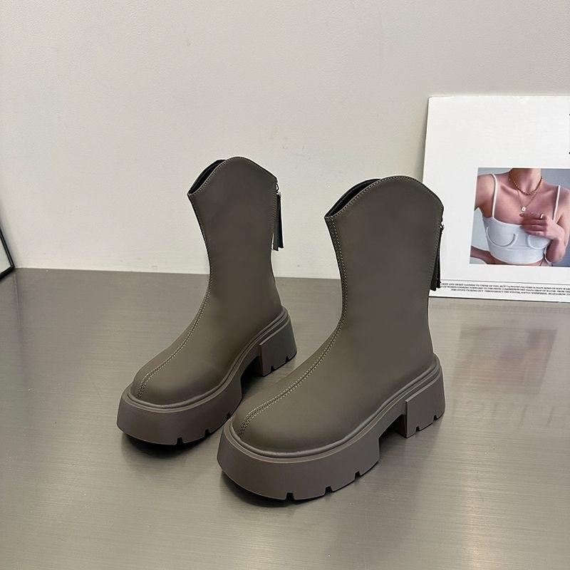 Fashion Booties Round Toe Chelsea Leather Woman Short Shoes On Promotion Autumn Hot Chic and Elegant Goth New In Ankle Boots for Women