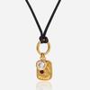Youthway Fashion Rhinestone Square Coin Pendant Black Wax Rope Necklace Stainless Steel Zirconia Inlaid Women Necklace