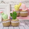 Cute Cactus Potted Plant With Lace Decoration Succulent Plush Toy Pendant For Living Room Decor