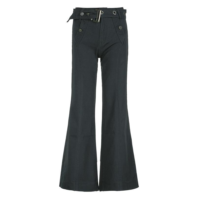 

Женские джинсы Sense Waist Head Splicing Loose Versatile Drape Casual Spicy Girl Low Waist Straight Jeans L темно-серого