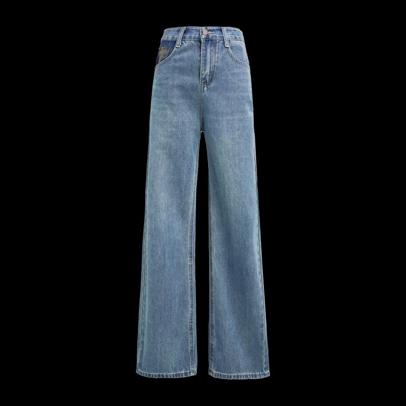 Women's Light Blue Loose Wide-Leg Denim Jeans
