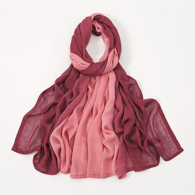 180*85Cm Muslim Viscose Hijab Scarf Women Gradient Color Cotton Feel Head Wrap Lady Soft Turban Scarves Solid Shawl Jersey Hijab