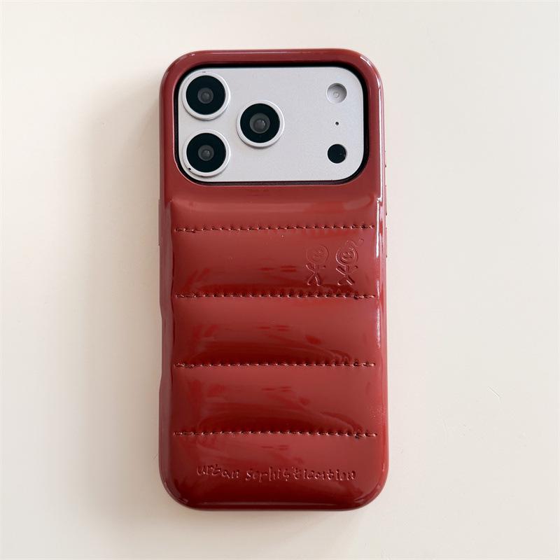 Solid Color Leather Down Jacket Anti-Drop Phone Case for iPhone 14/13/Apple 17/16/15 Pro Max