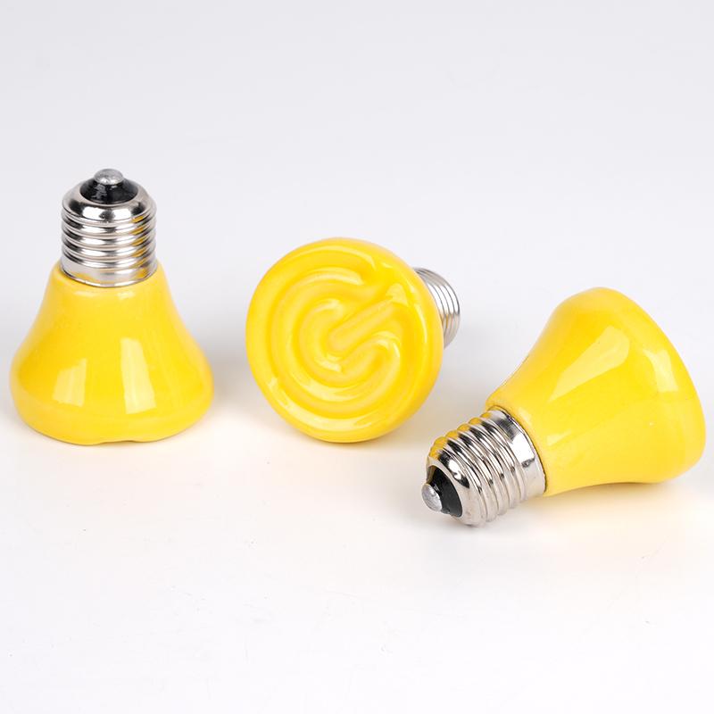 220V E27 Pet Tepelná lampa Ohřívací žárovka Líheň Daleko infračervená topná lampa žlutá Černá keramická Kuřata Želva Ještěrka Plaz Světlo