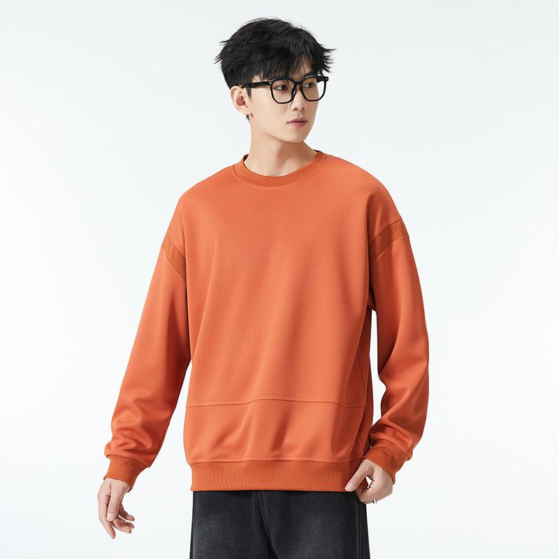 Round Neck Sweatshirt Men's Autumn New Solid Color Men's Long-sleeved T-shirt Top Base Shirt Versatile Loose Men's Clothing
