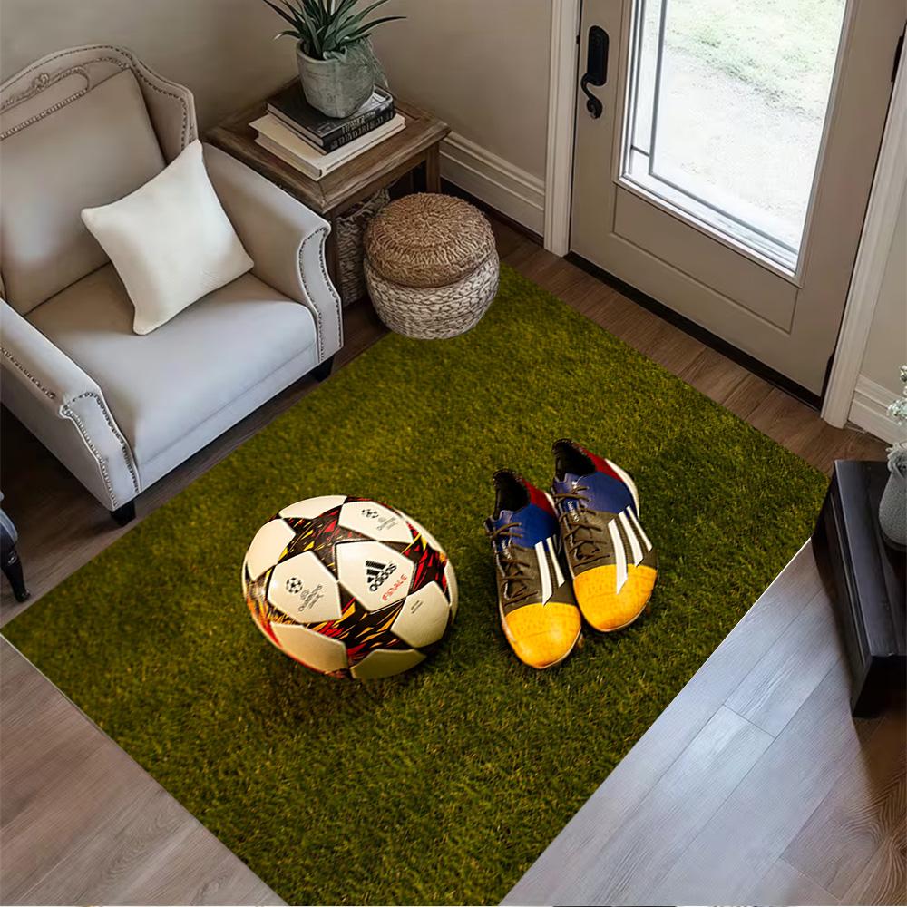 Soccer Field Ball Floor Rug Office Rug Perfect for Decorate Room Outdoor Dining Room Dormitory Antislip Carpet Office Home Decor Gift for Festivals