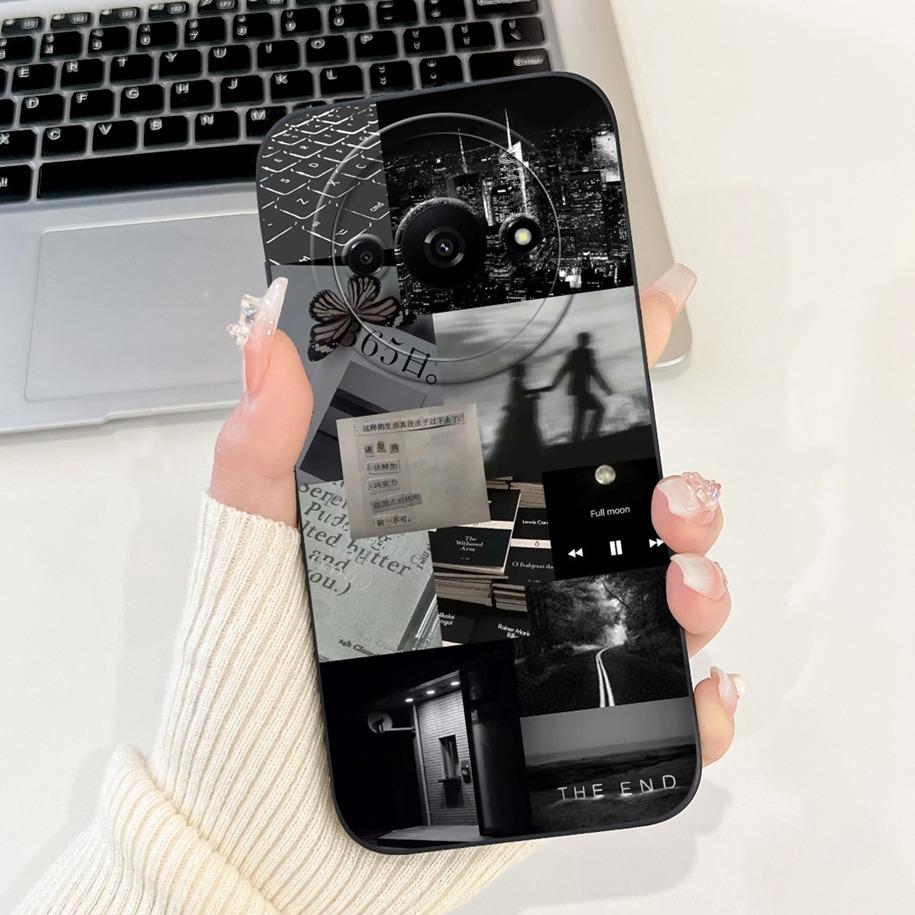 Für Xiaomi Redmi A3 Hülle 2024 Neue Mode Blume Quadratisch Silikon Kameraobjektiv Schutzabdeckung Für Xiaomi Poco C61 RedmiA3 Stoßstange