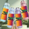 1PC Rainbow Chameleon Lizard Print 750ml Color Plastic Sports Water Bottle Leakproof Flip Straw Lid Suitable for Sports Office Home Use