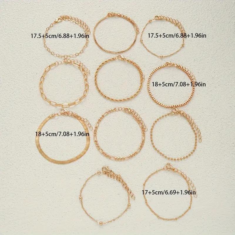 11pcs Chic Snake Chain Bracelet Set for Women Boho Simple Elegant Heart Geometric Chain Vacation Date Casual Jewelry Gifts 2026