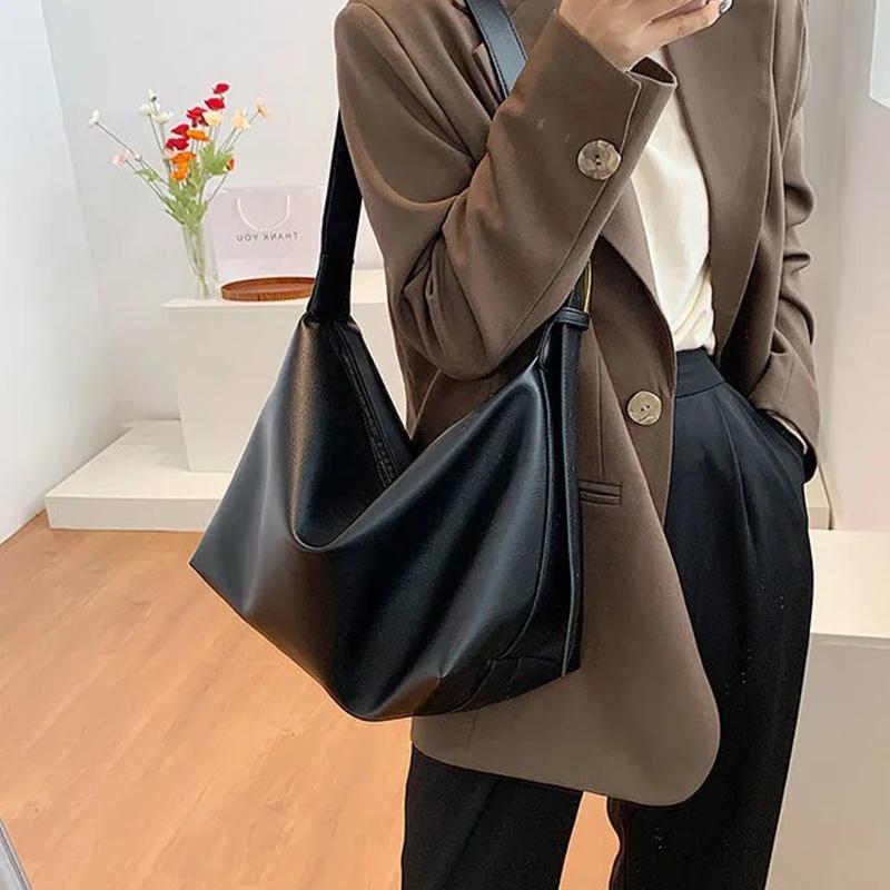 

Yogodlns Женская мягкая кожаная сумка через плечо Ретро-дизайн Большая емкость Портативные сумки 37x16x25cm чёрный