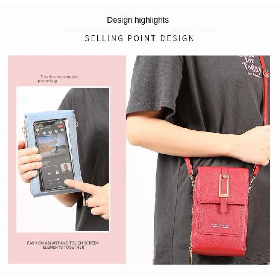 Dámské tašky Měkké kožené peněženky Dotykový displej Mobilní telefon Kabelka Crossbody Ramenní popruh Kabelka pro ženy Levné Dámské Tašky