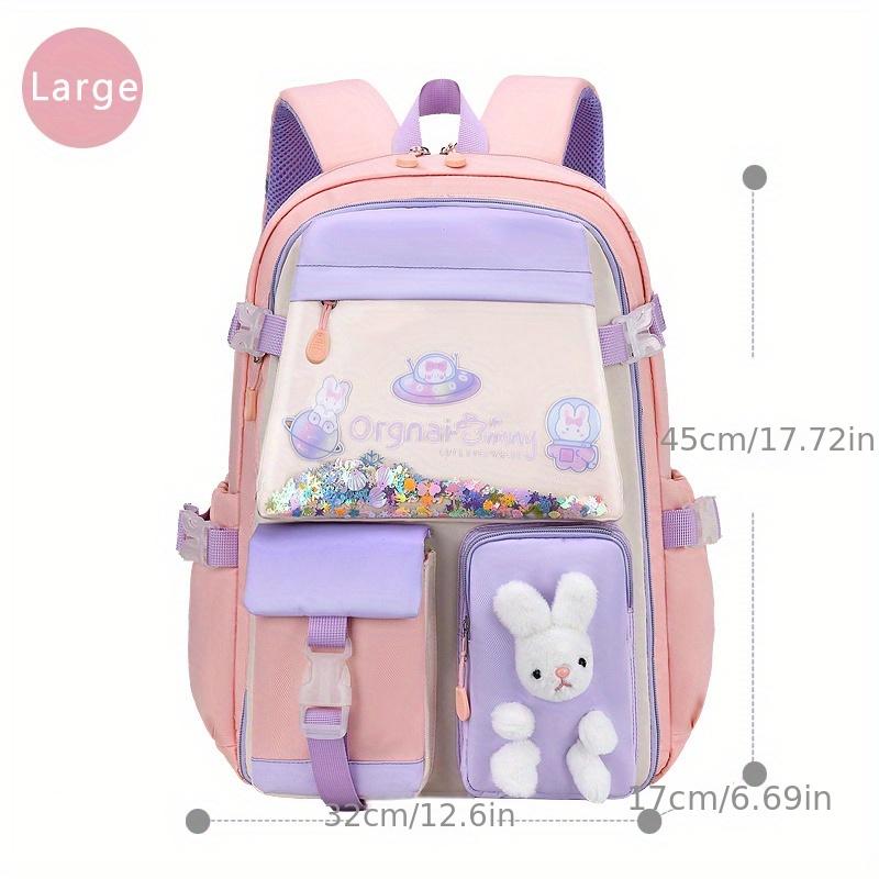 1pc New Cute Princess Style Little Rabbit Doll Backpack With Colorful Sequins, Primary School Girls Backpack, Cute Sweet Student Backpack