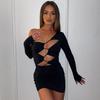 Sexy Long Sleeve Bandage Mini Dress Cut Out Bodycon Club Party Outfit Chic Clothes