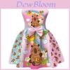 Vestito Ragazza Capibara con Fiocco a Farfalla per Festa Primavera Autunno Bambini