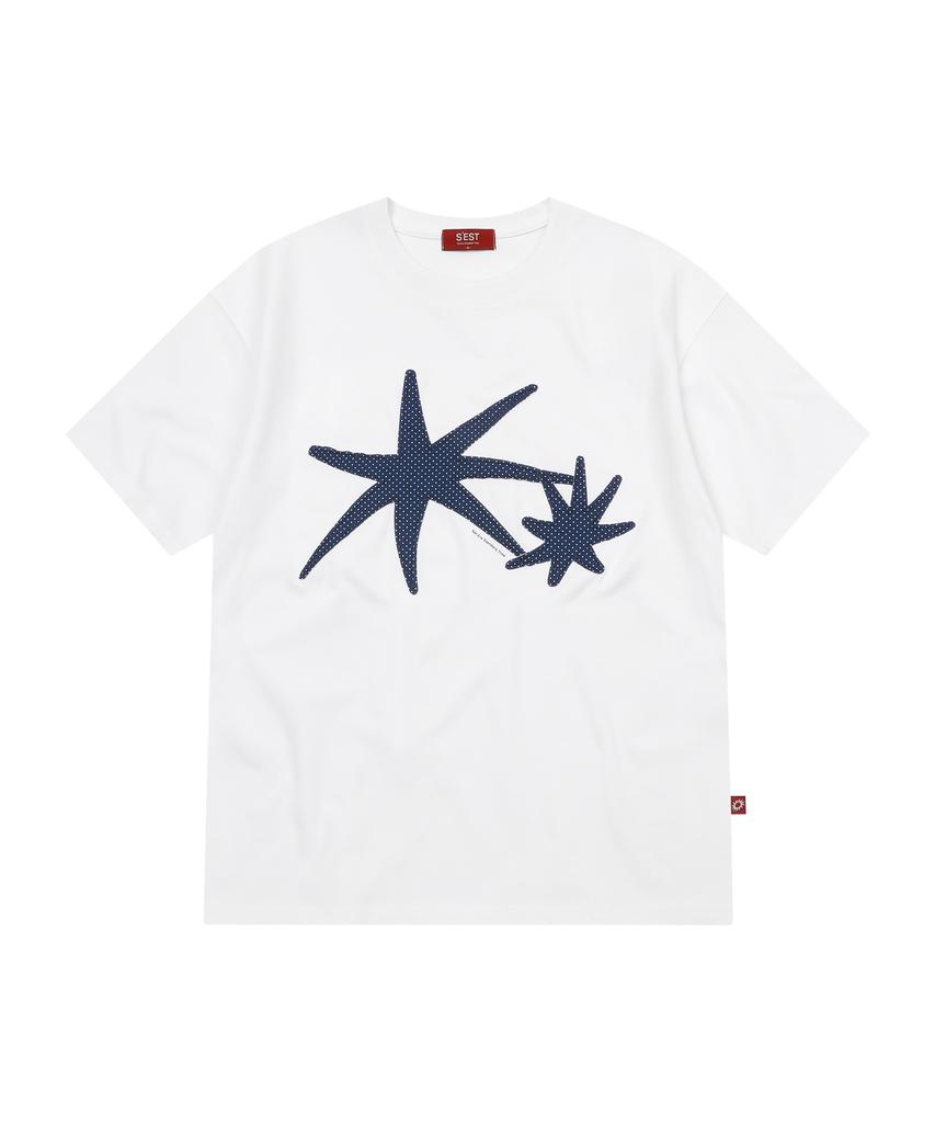 S'EST Star Orbit Applique T-Shirts White