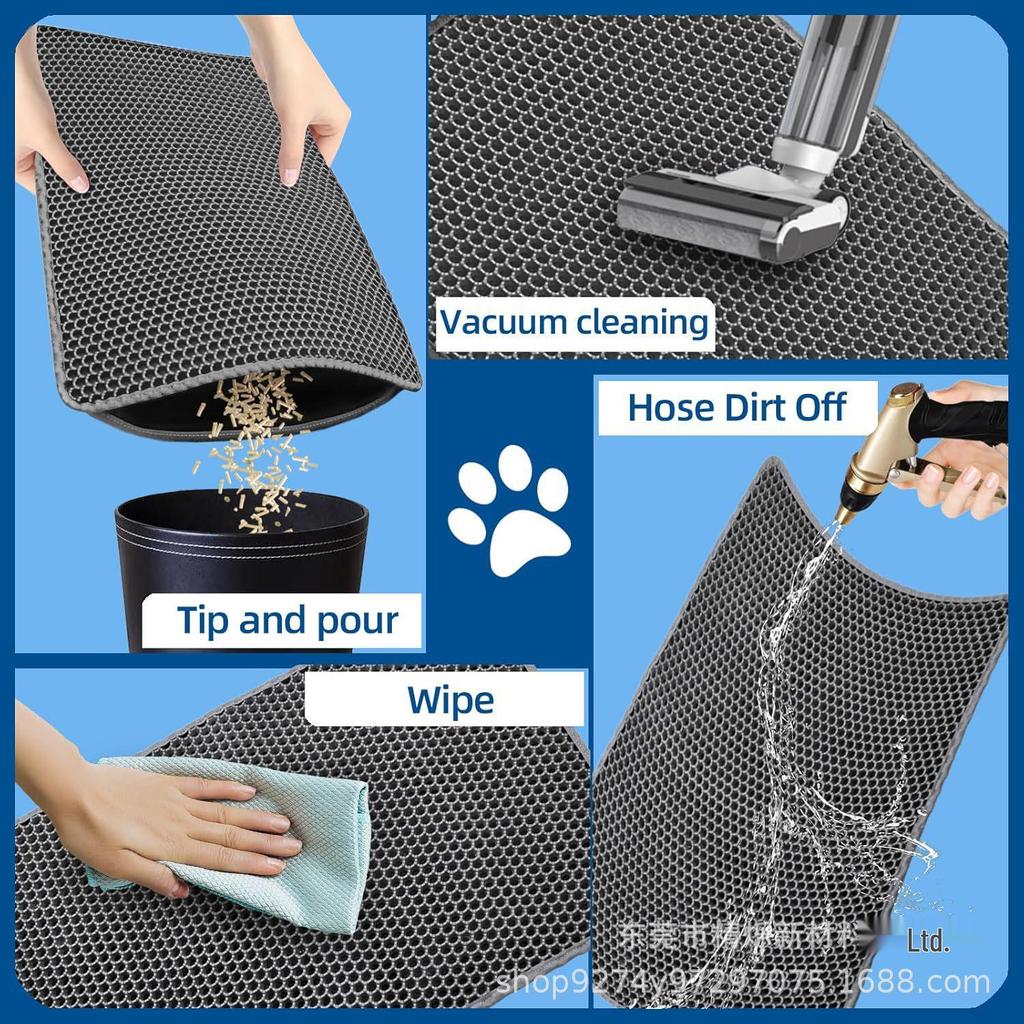 Double Layer EVA Cat Litter Mat - Foldable, Washable, Honeycomb Design for Easy Cleaning