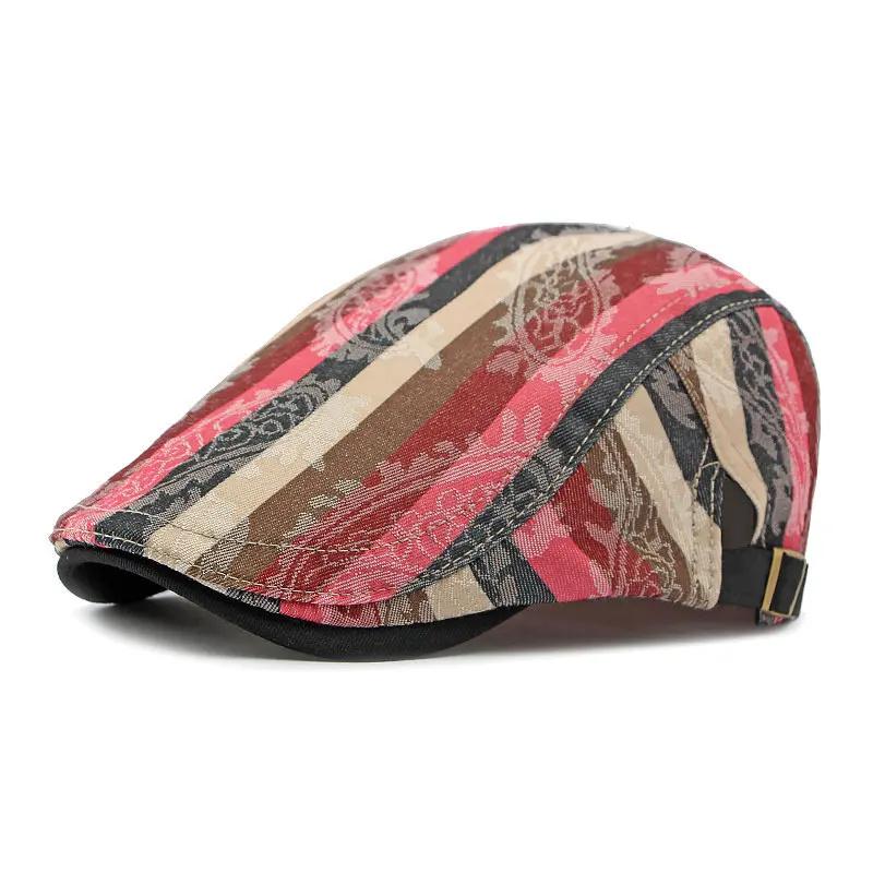 

Spring Cotton Print Newsboy Caps Flat Peaked Cap Men and Women Painter Beret Hats 160 55-60cm adjustable