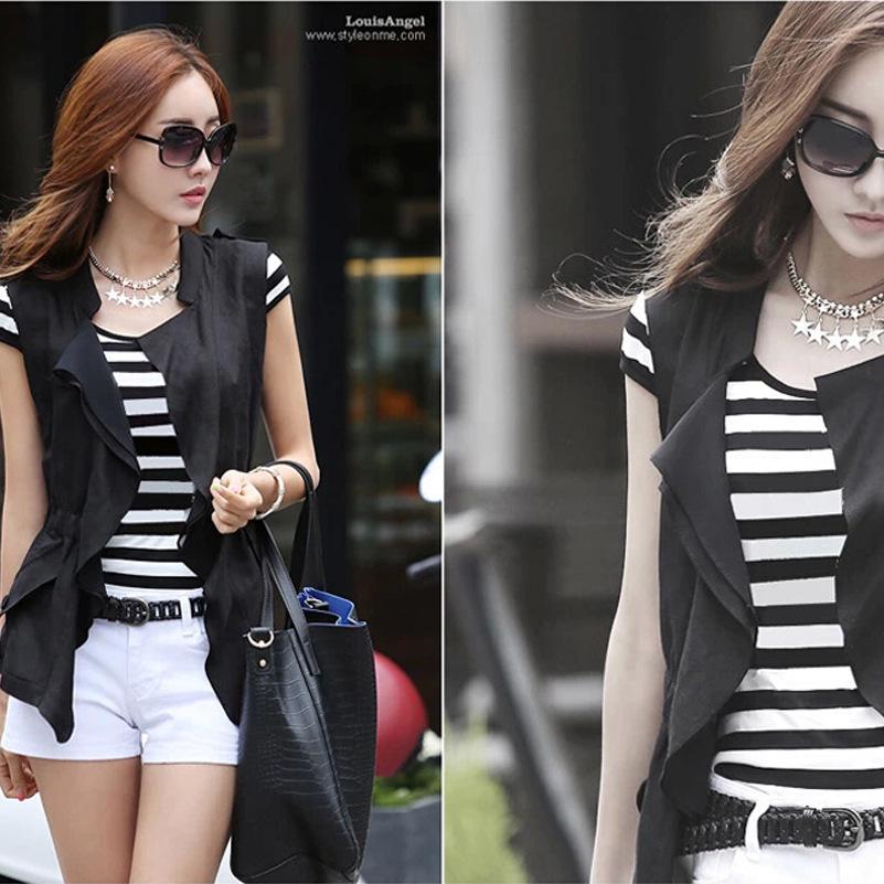 2025 Trendy Striped Women's Slim Fit Short Sleeve T-Shirt - Korean Style Summer Base Layer