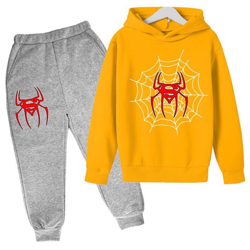 Autumn Winter Spider Printed Hoodies Sweatpants Set Fashionable Casual Warm Sports Long Sleeved Pants Men's Sport Wear