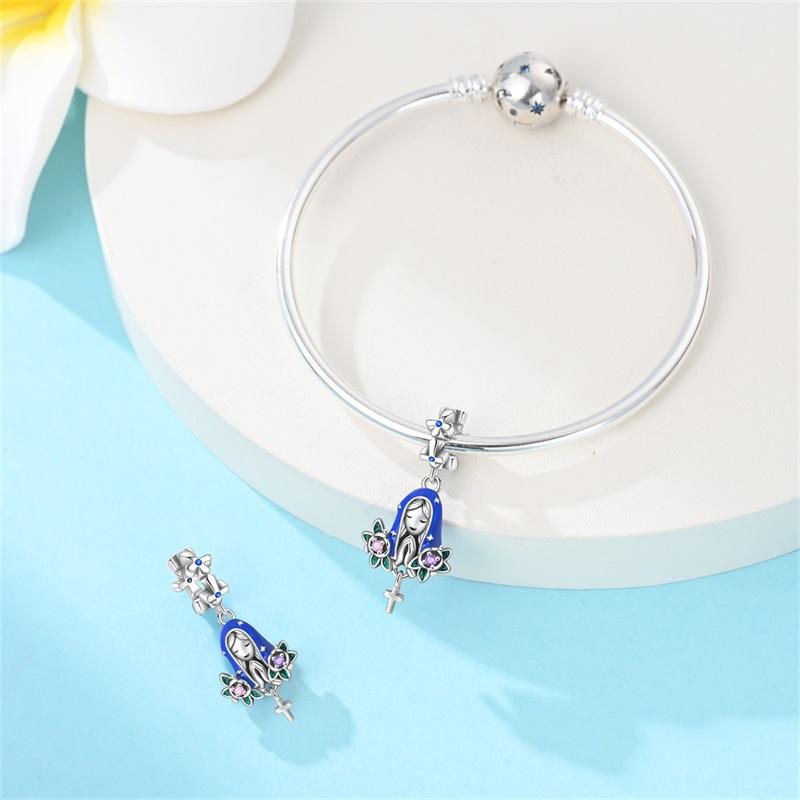 Religiöser Kupfer Heilige Jungfrau Gebet Anhänger Perlen Charms Passend für das DIY Armband der Marke Damenschmuck Freundinnengeschenke