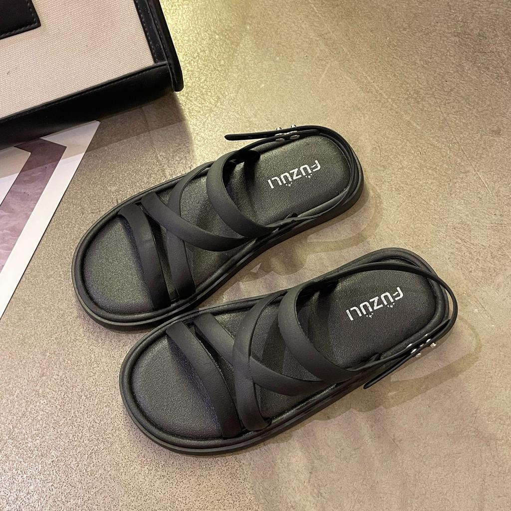 Summer New Flat-soled Sandals Women's Small Fragrant Style Fashion Casual Soft-soled Lightweight Cool Slippers Vacation Seaside Beach Shoes