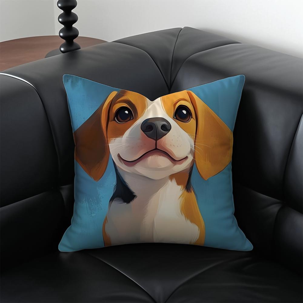 Cute Beagle Dodong Pet Cushion Cover Pillow Case Antidustmite Invisible zipper silky plush cushion