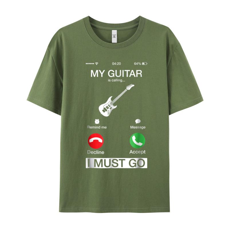Tops Tees My Guitar Is Calling And Mother Day Newest Party Short Sleeve Combed Cotton O Neck Unisexs T Shirt Party T Shirts
