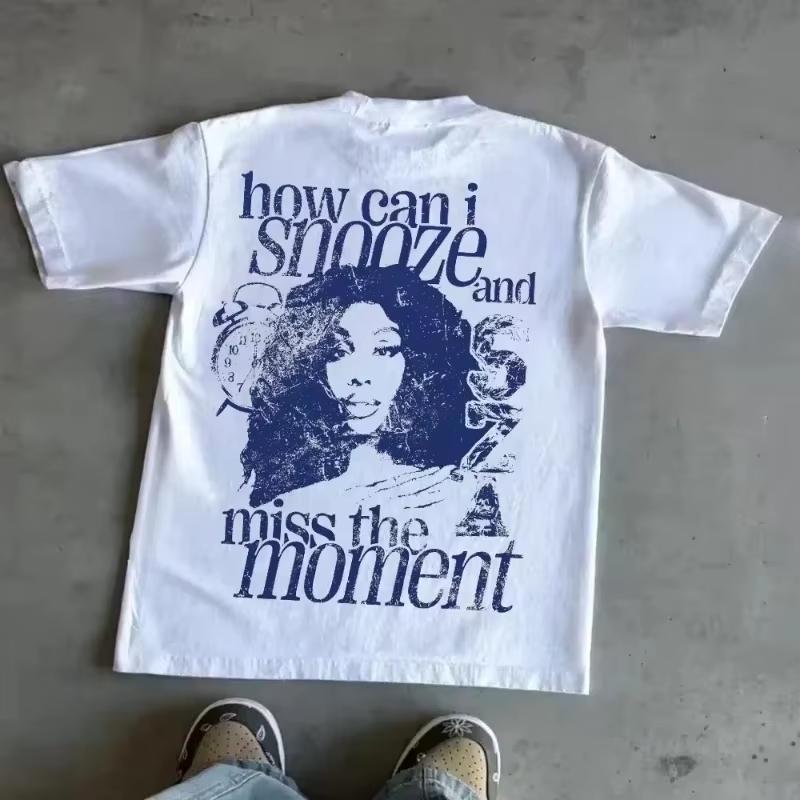 2000s Vintage Casual Girl Sza Print Y2k Unisexs Short Sleeve Oneck Streetwear Harajuku Gothic Tee Crop Top Unisexs Unisex Clothes