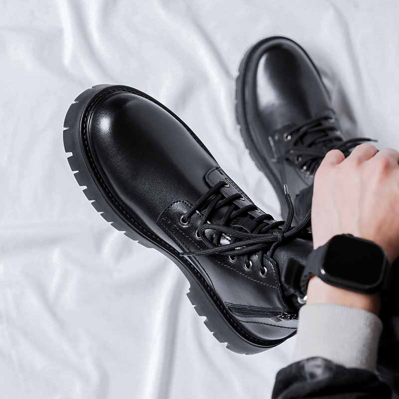 Lyxiga Herr Svarta Brogue Stövlar Herr Plattform Ankelstövlar Hög Kvalitet Herr Chelsea Stövlar Slip on Oxford Formella Affärsskor