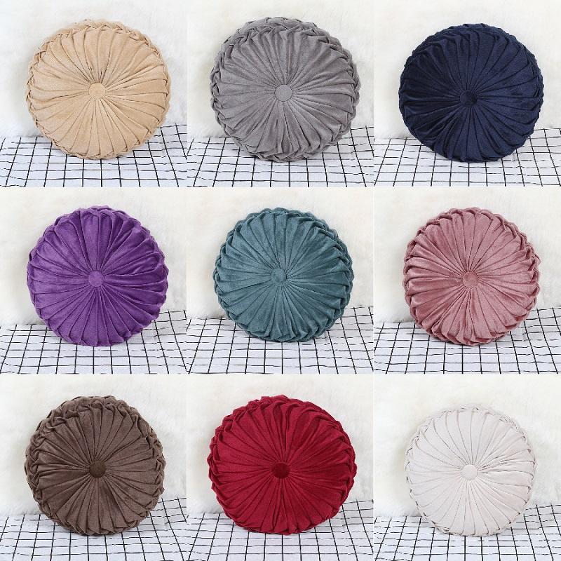 Luxurious Plush Pleated Round Pumpkin Pillow Soft Touch Couch Cushion Floor Decor