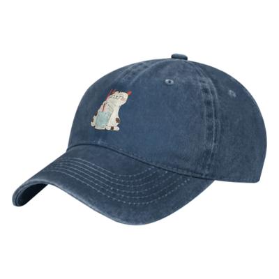 A Cat Drinking Water Summer Classic Fashion Men Trucker Hat Cotton Breathable Women Cowboy Cap Outdoor Leisure Basketball Caps