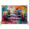 2D Vibrant Weightlifting Barbell Backdrop for Home Gym Decor