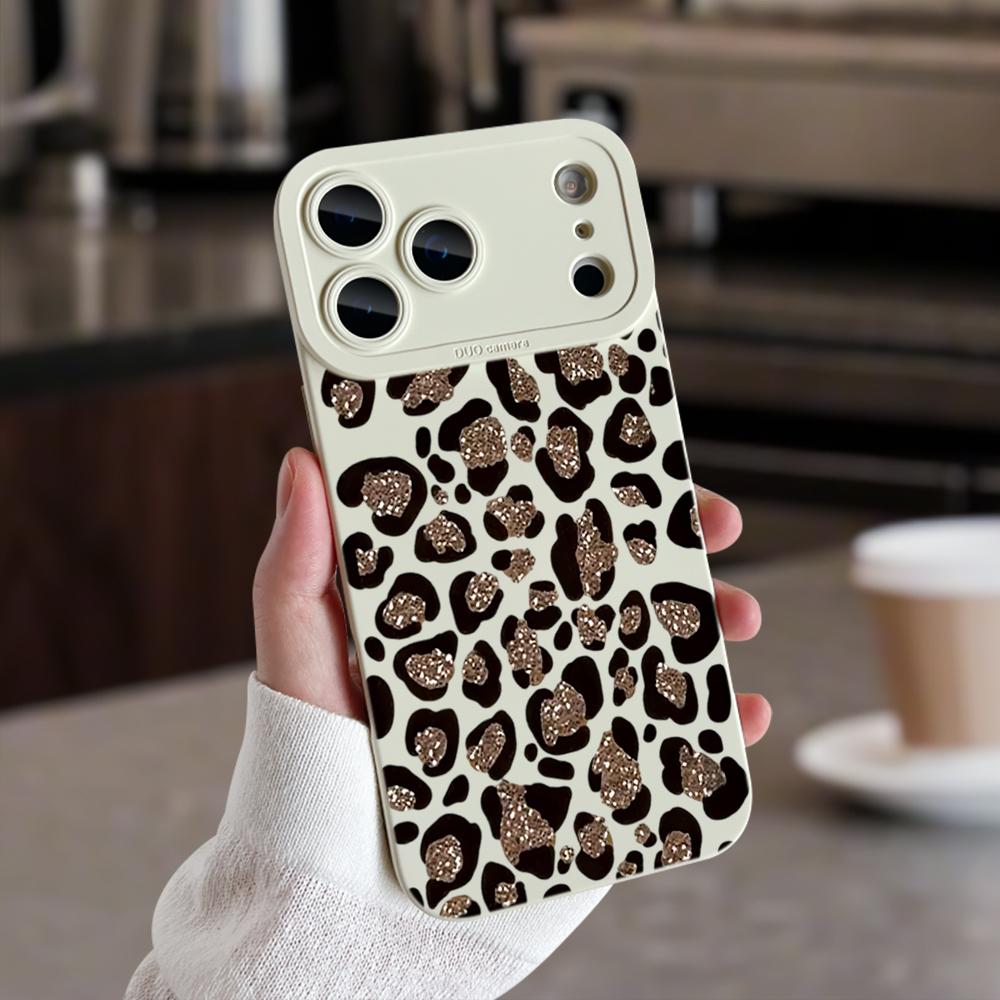 Gold Glitter Leopard Print Silicone Phone Case For Samsung Galaxy S26 Ultra S25 S24 S23 S22 Plus S20 S21 FE A16 A35 A55 5G Cover Galaxy S21