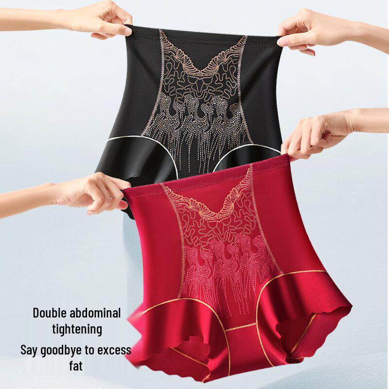 High Waist Embroidery Seamless Shaping Pants for Women - Breathable Abdomen Control Underwear