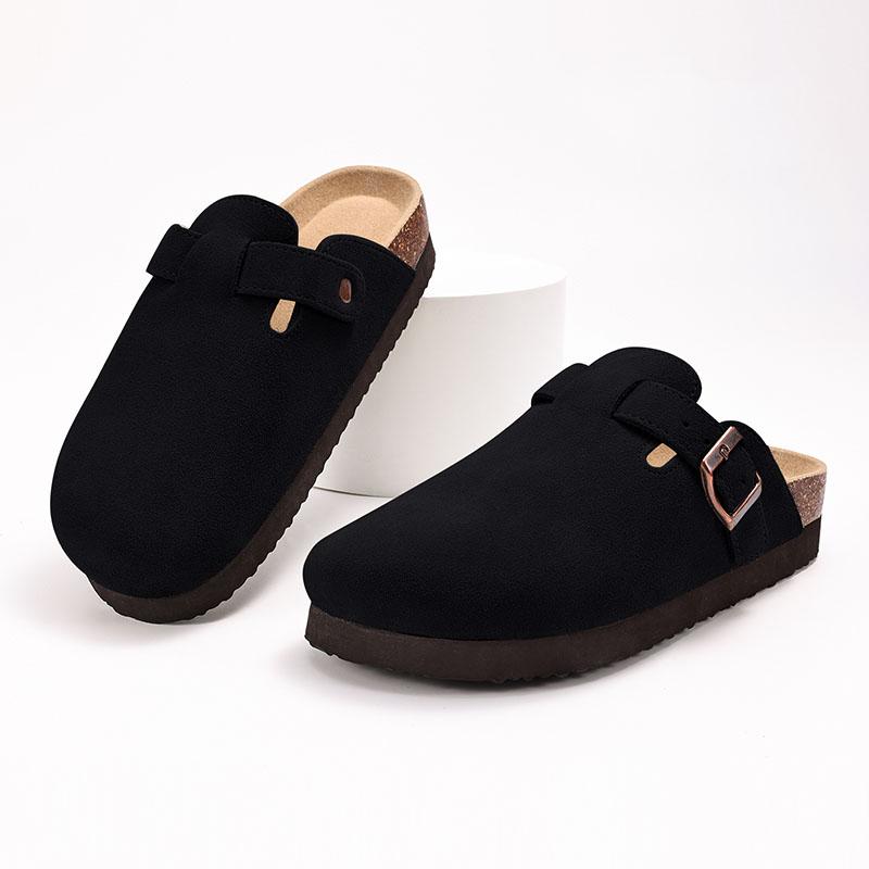 Fashion Shevalues Men's Suede Clogs Slippers Classic Brand Leather Mules Women Cork Potato Shoes With Arch Support Fashion Beach Sandals