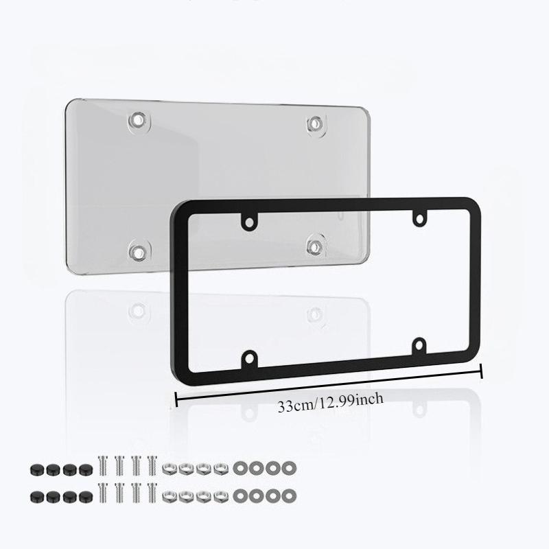 1Set Cross Border Modification of US Standard License Plate Frame, Transparent License Plate Frame, Plastic Metal