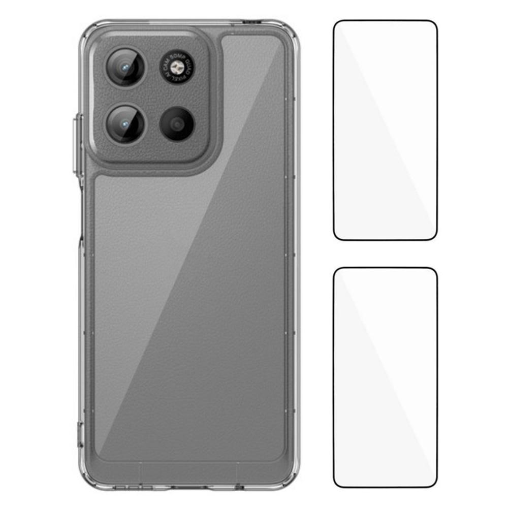 

WANLONFENG MF2 Series For Motorola Moto G15 4G Case TPU Acrylic Clear Phone Cover with 2Pcs Tempered Glass Film Type A