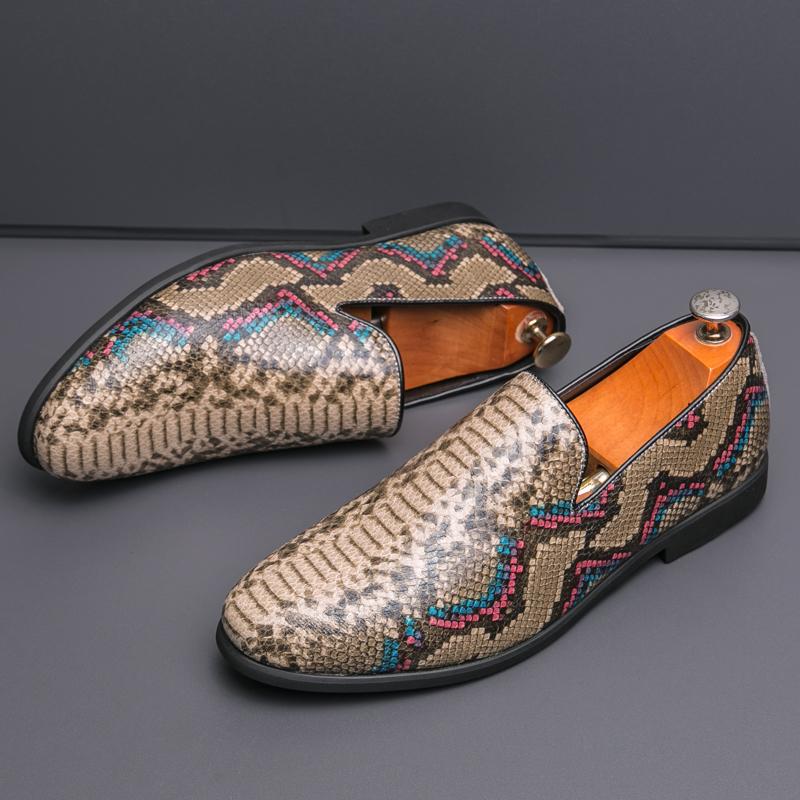 Fashion Classic Snake Pattern Men Oxford Shoes Plus Size High Quality Leather Formal Business Loafers Male Evening Party Dress Shoes
