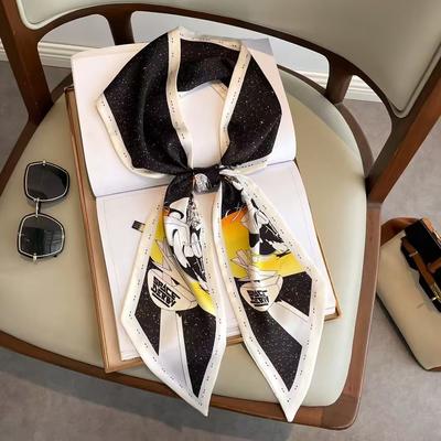 Long Silk Scarf Bag Tie Lady Neck Skinny Scarves Hairband Foulard Horse Print Brand Lady Neckerchief Ribbon  Spring New