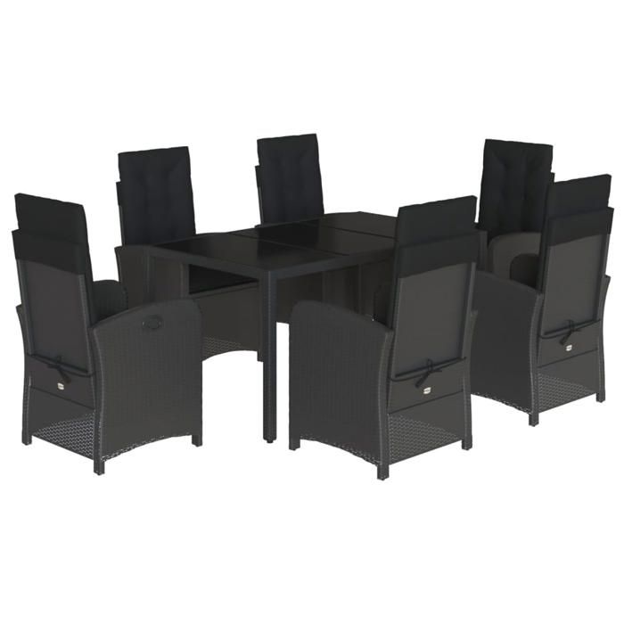 VidaXL Ensemble à Manger de Jardin avec Coussins 7 pcs, Table et Chaises avec Dossier Réglable, Meubles d'Extérieur Patio 3212207