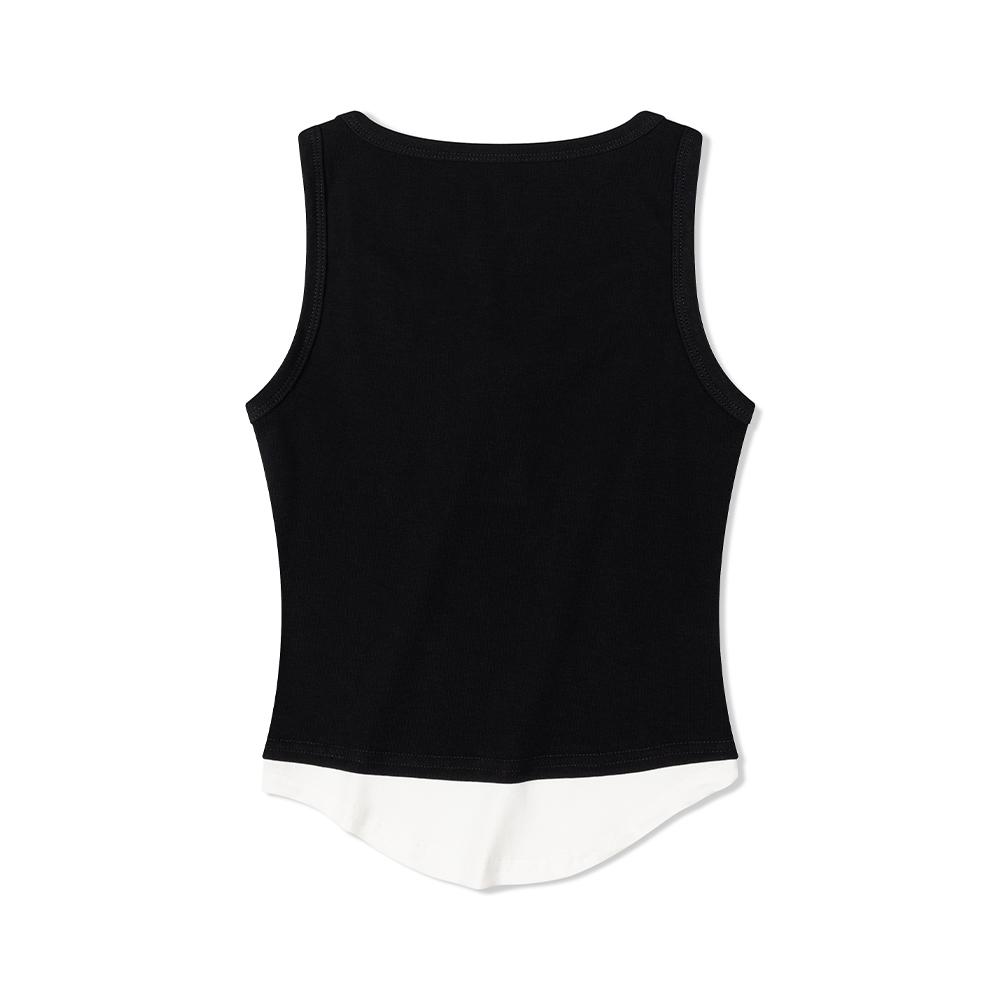 MOAA Henley Neck Layered Sleeveless (Black)