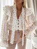European & American French High-End Polka Dot Ruffle Long Sleeve Bow Tie Women's Shirt for Spring & Autumn