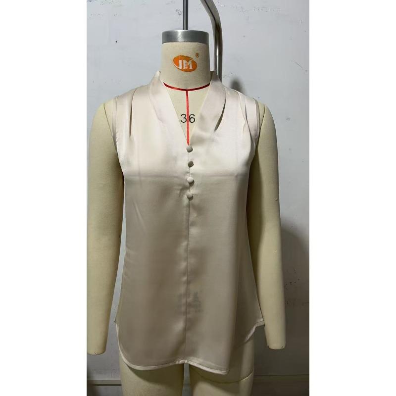 Women's Imitation Silk Sleeveless Vest Top Summer Comfortable Breathable V-Neck Shirt Tank Top Fashion Solid Color Elegant Vest