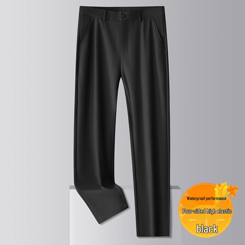 Hengyuanxiang Men's No-Iron Stretch Slim Fit Business Pants - Solid Color, Straight Leg, Autumn/Winter Casual and Formal Wear
