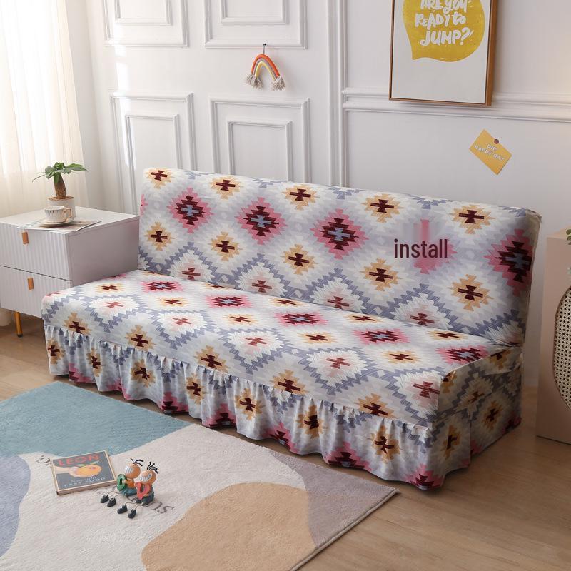 Universal Anti-slip All-Season Skirted Sofa Bed Cover for Armless and Foldable Sofas