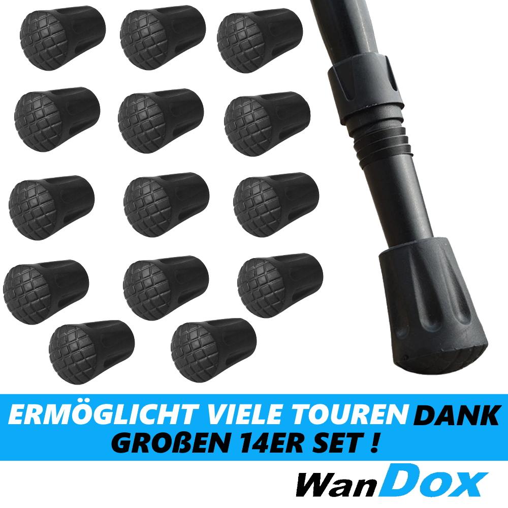 WanDox Hiking Poles Asphalt Attachments [14x] Nordic Walking Rubber Buffers Trekking