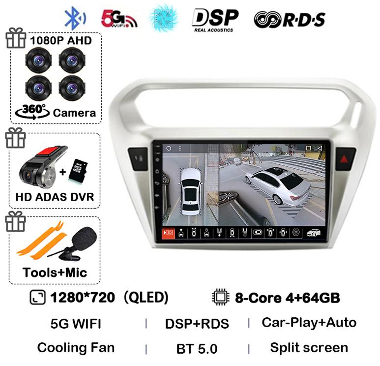 Android 14 Carplay Car Radio For Peugeot 301 Citroen Elysee 2013 2014 2015 2016 2017 2018 Multimedia Video Player GPS Stereo DSP